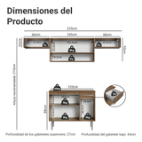 Combo completo de Cocina 225cm Marrón/Gris Emilly 01