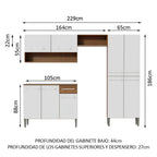 Combo completo de Cocina 229 cm 9 Puertas 1 Cajón Marrón/Blanco Emilly Madesa