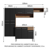 Combo completo de Cocina 229cm Marrón/Negro Emilly Fit 03