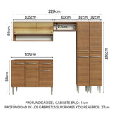 Combo completo de Cocina 229cm Emilly Madesa 04 - Marrón