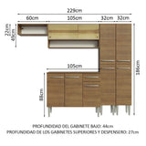 Combo completo de Cocina 229cm Marrón Emilly Madesa 07