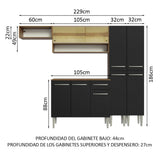Combo completo de Cocina 229cm Marrón/Negro Emilly Madesa 07