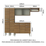 Combo completo de Cocina 229cm Marrón Emilly Madesa 08