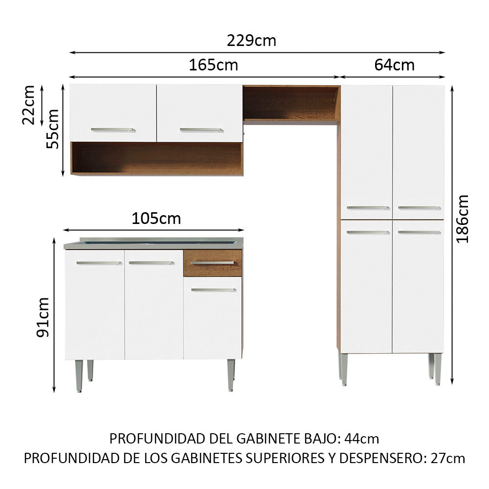 Combo completo de Cocina 229cm Con Bacha Emilly Madesa 10