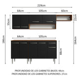 Combo completo de Cocina Madesa Emilly 229cm Marrón/Negro 13