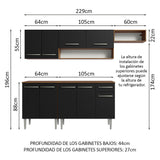 Combo completo de Cocina Madesa Emilly 229cm Marrón/Negro 14