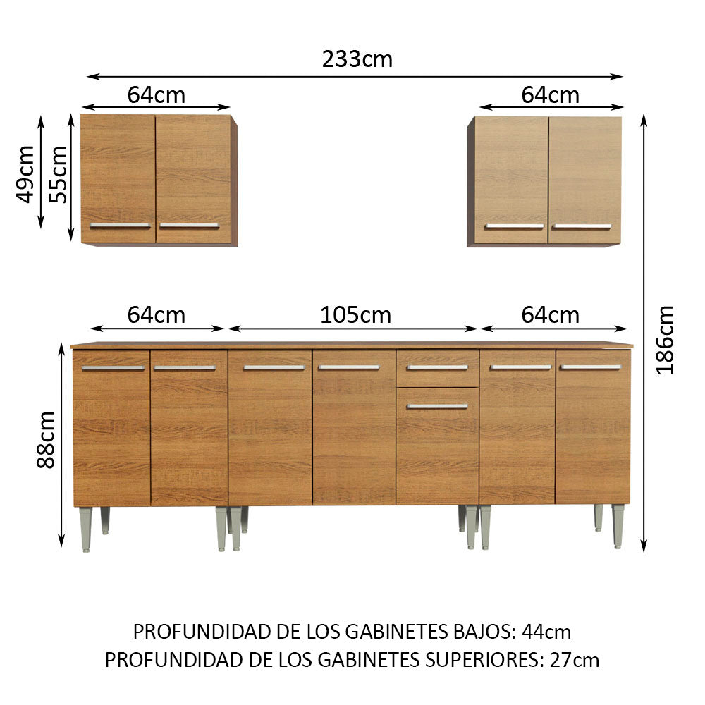 Combo completo de Cocina 233cm Emilly King Madesa 01 - Marrón