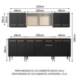 Combo completo de Cocina 233cm Marrón/Negro Emilly Wind Madesa 02