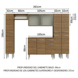Combo completo de Cocina 261cm Marrón Emilly Madesa 06