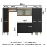 Combo completo de Cocina 261cm Marrón/Negro Emilly Madesa 06