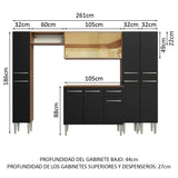 Combo completo de Cocina 261cm Marrón/Negro Emilly Madesa 07