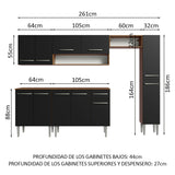 Combo completo de Cocina Madesa Emilly 261cm Marrón/Negro 09