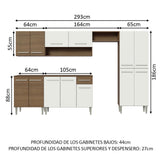 Combo completo de Cocina 293cm Marrón/Blanco Emilly 01