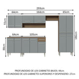 Combo completo de Cocina Madesa Emilly 2.90 Metros Marrón/Gris 01
