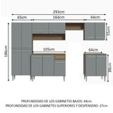 Combo completo de Cocina 293cm Marrón/Gris Emilly Madesa 02
