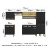 Combo completo de Cocina 293cm Marrón/Negro Emilly Madesa 03