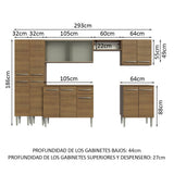 Combo completo de Cocina 293cm Marrón Emilly Madesa 04
