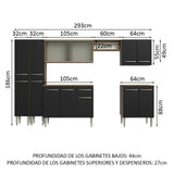 Combo completo de Cocina 293 cm Marrón/Negro Emilly Madesa 04