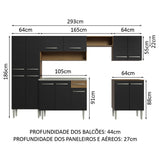 Combo completo de Cocina 293cm Con Bacha de acero inoxidable Emilly Madesa 08