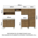 Combo completo de Cocina 293cm con Bacha de acero, Marrón Emilly 09