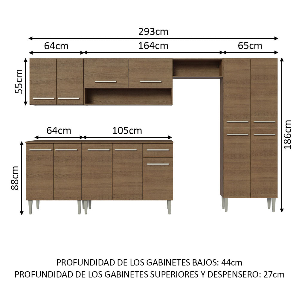 Combo completo de Cocina 293 cm Emilly Marrón 10