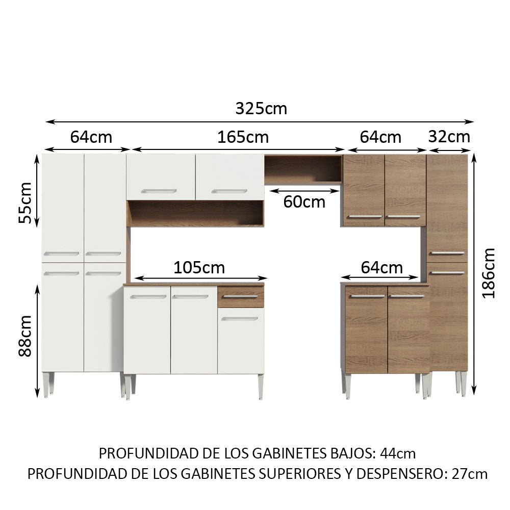 Combo completo de Cocina 325cm Marrón/Blanco Emilly Joy 01