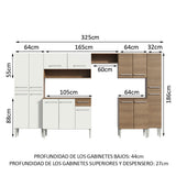 Combo completo de Cocina 325cm Marrón/Blanco Emilly Joy 01