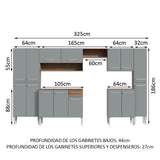 Combo Completo de Cocina 325 cm Gris/Marrón Emilly Joy Madesa 01