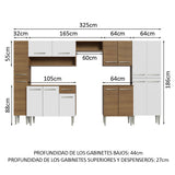 Combo completo de Cocina 325cm Marrón/Blanco Emilly Madesa 02