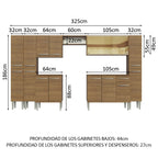 Combo completo de Cocina 325 cm 15 Puertas 1 Cajón Marrón Emilly Madesa