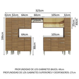 Combo completo de Cocina 325cm Marrón Emilly Madesa 04