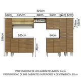 Combo completo de Cocina 325cm Emilly Madesa 05 - Marrón
