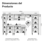 Combo completo de Cocina 325 cm 15 Puertas 1 Cajón Blanco Emilly Madesa