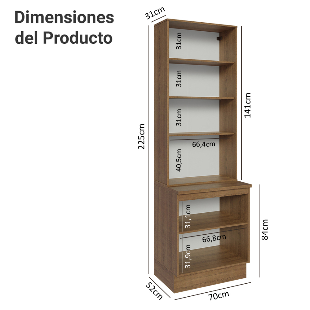 Kit Bajo Mesada con Cristalero Madesa Glamy 70cm MN 01