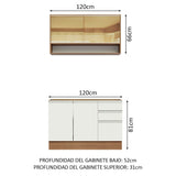 Combo de Cocina 120cm Marrón/Blanco Glamy Madesa 02