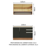 Combo de Cocina 120cm Glamy Madesa 02 Marrón/Negro
