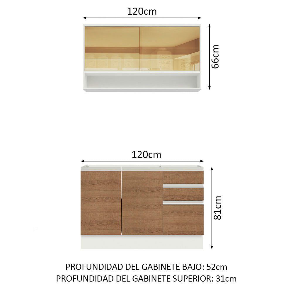 Combo de Cocina Madesa Glamy Sin Mesón De Acero 120 Cm