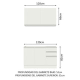 Combo de Cocina Madesa Glamy Sin Bacha de acero inoxidable 120cm Blanco
