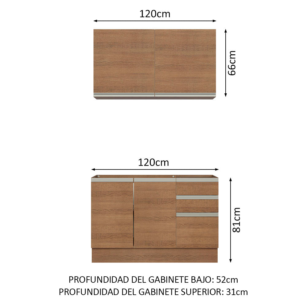 Combo de Cocina 120cm Marrón Glamy Madesa 03