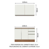 Combo de Cocina 120cm Glamy Madesa 03 Marrón/Blanco