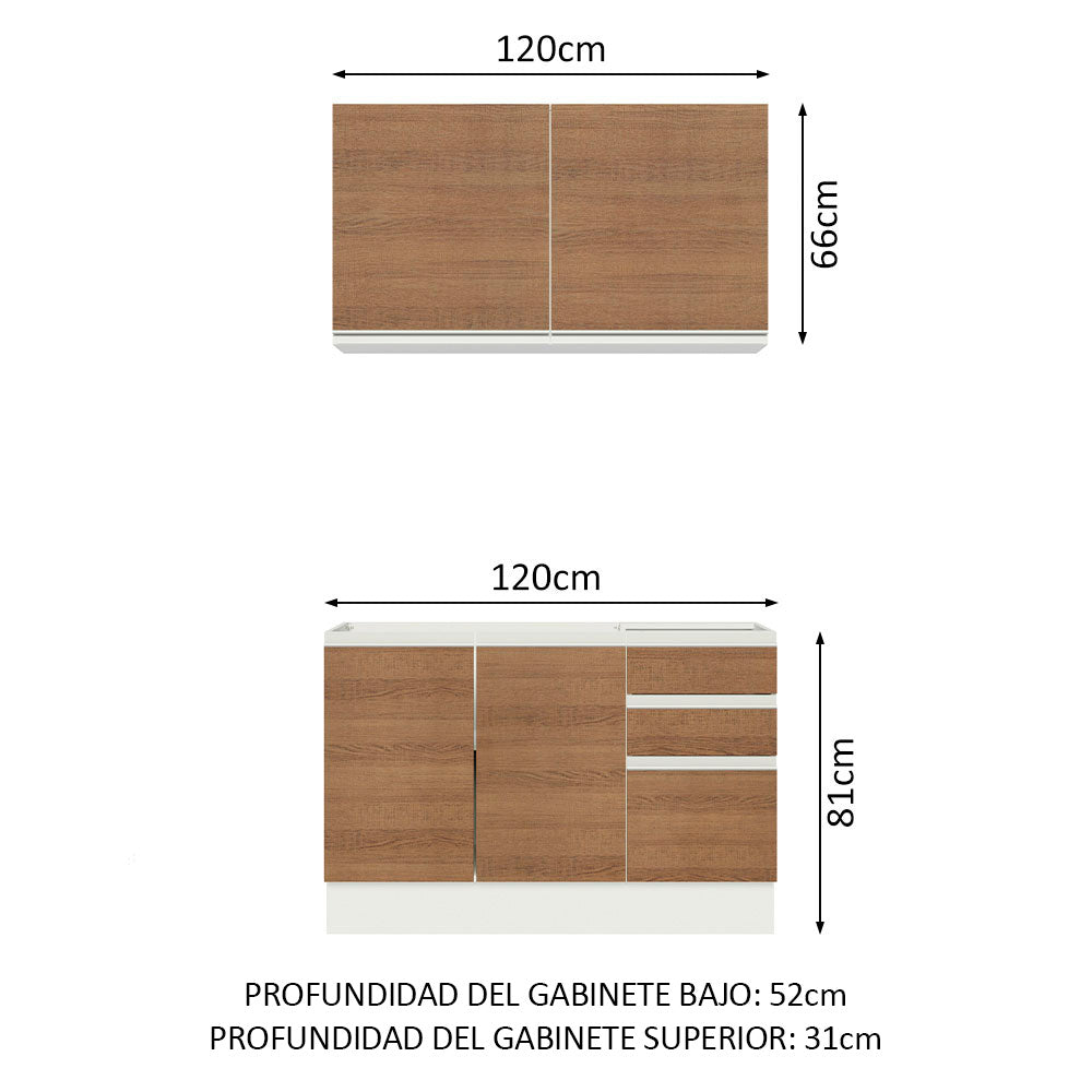 Combo de Cocina Madesa Glamy Sin Mesón De Acero Con 120 Cm