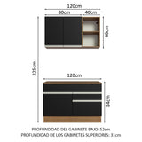Combo de Cocina 120cm Glamy Madesa 08 Marrón/Negro