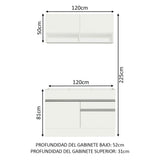 Kit Lavadero 120 cm con Alacena y Bajo Mesada Blanco Madesa 01