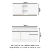 Combo de Cocina 150cm Glamy Madesa Blanco