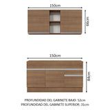 Combo de Cocina 150cm Glamy Madesa 01 Marrón