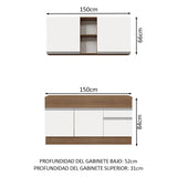 Combo de Cocina 150cm Marrón/Blanco Glamy Madesa 01