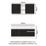Combo de Cocina 150cm Madesa Glamy Blanco/Negro 01