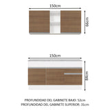 Combo de Cocina 150cm Glamy Madesa 01 Blanco/Marrón