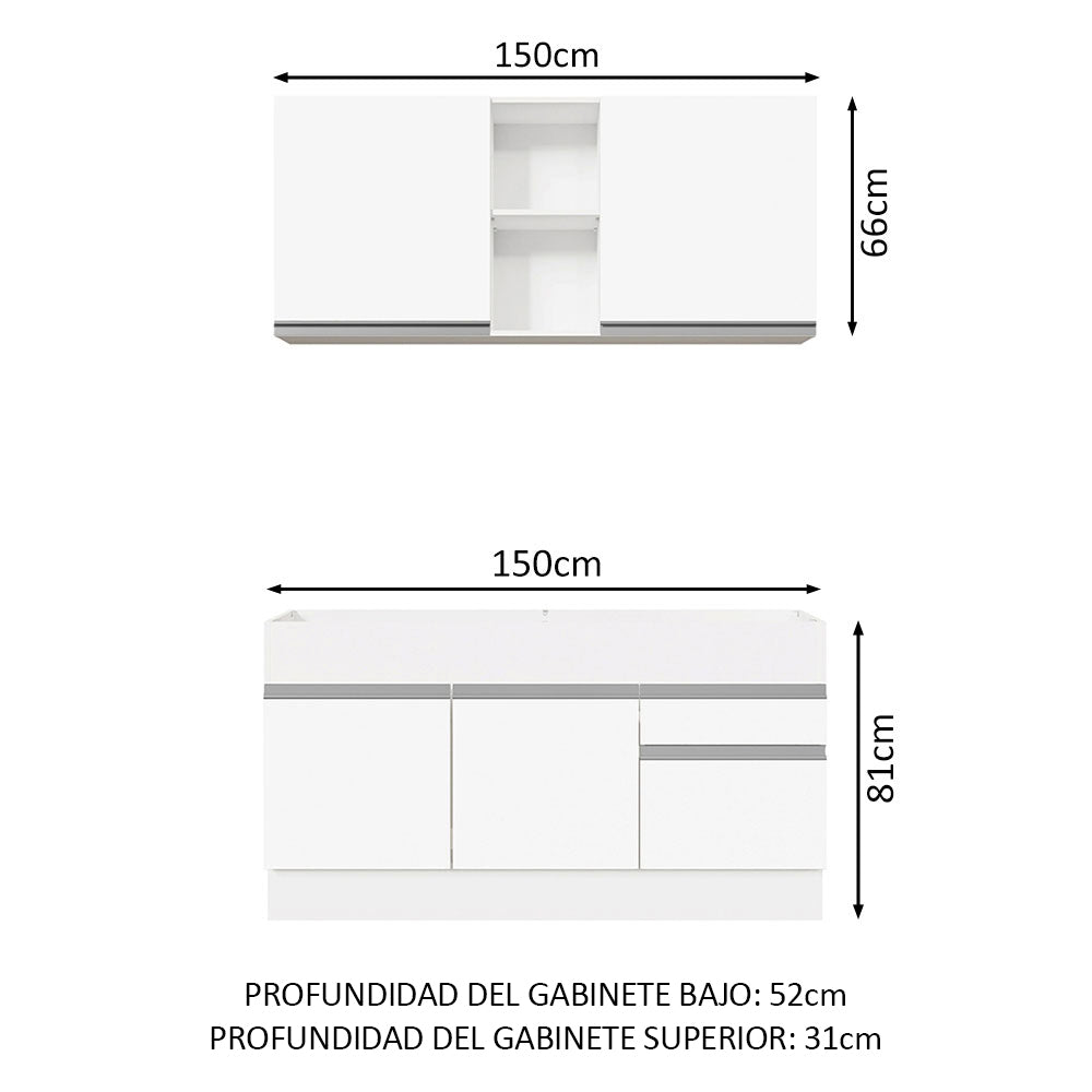 Combo de Cocina 150cm Glamy Madesa