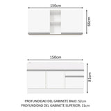 Combo de Cocina 150cm Glamy Madesa